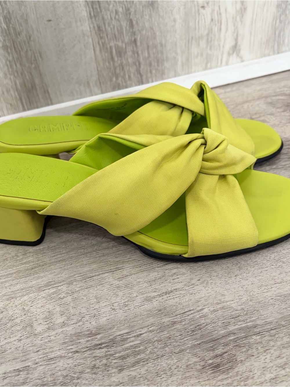 Camper Katie Sandals Block Heels Neon Green US Size 9 EU 40 Fun Colorful Funky